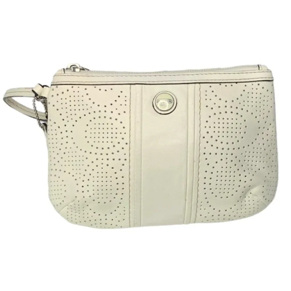 COACH Logo Perforated C's Leather Wristlet
